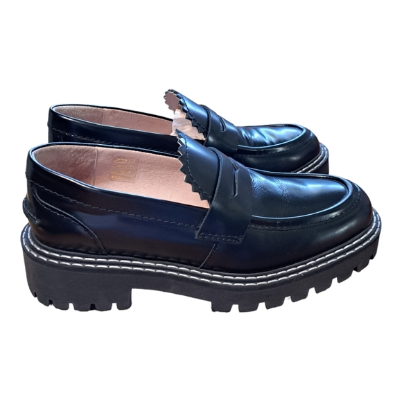 LAST Matter Loafers Black Leather Chunky Platform Dark Academia Shoe size 7 - Picture 3 of 11